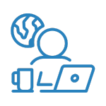 Arbeitende Person mit Laptop und einer Tasse Icon einer arbeitenden Person mit Laptop und einer Tasse