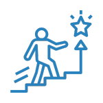 Mensch der Treppen hochläuft um einen Stern zu erreichen Icon eines Menschen der Treppen hochläuft um einen Stern zu erreichen